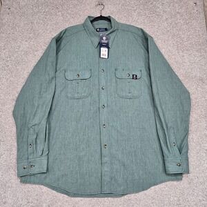 Tyndale FR Shirt Men 3XL Green Flame Resistant USA Made casual L/S Arc Rated NEW